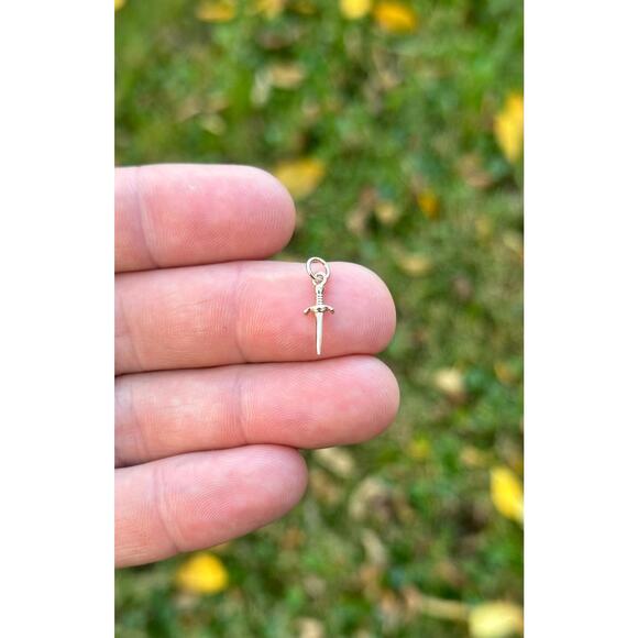 Bronze Mini Dagger Charm with Optional 14K Gold Filled Chain - Picture 3 of 5